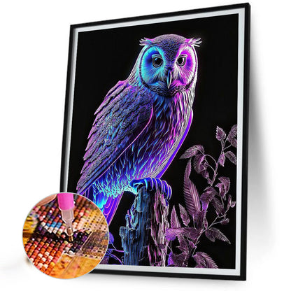 Luminous Owl - Full Round Drill Diamond Painting 30*40CM