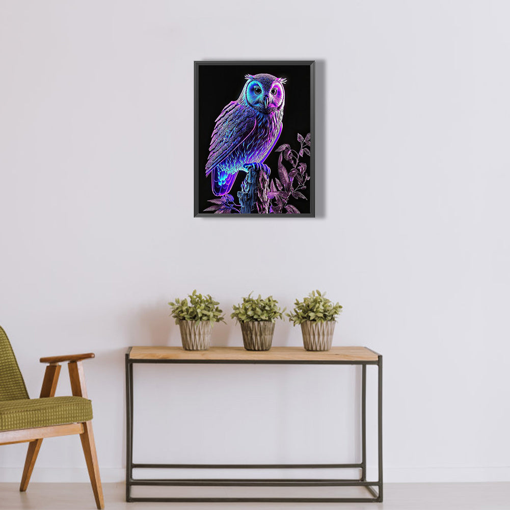 Luminous Owl - Full Round Drill Diamond Painting 30*40CM
