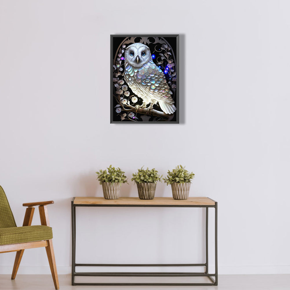 Luminous Owl - Full Round Drill Diamond Painting 30*40CM