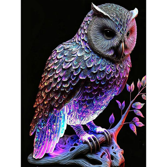 Luminous Owl - Full Round Drill Diamond Painting 30*40CM