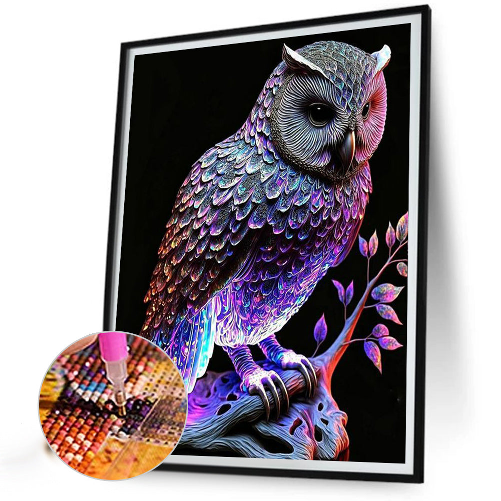 Luminous Owl - Full Round Drill Diamond Painting 30*40CM