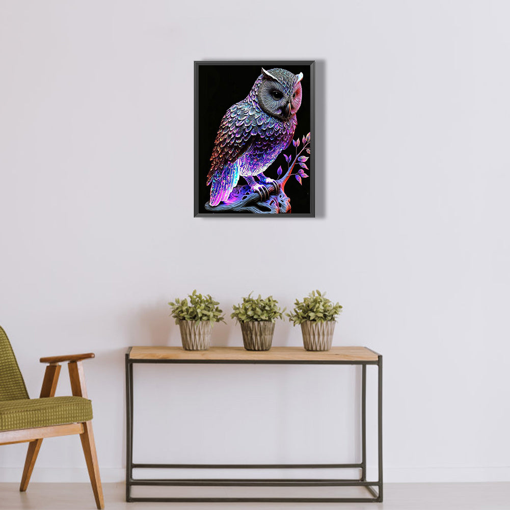 Luminous Owl - Full Round Drill Diamond Painting 30*40CM