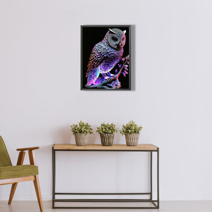 Luminous Owl - Full Round Drill Diamond Painting 30*40CM