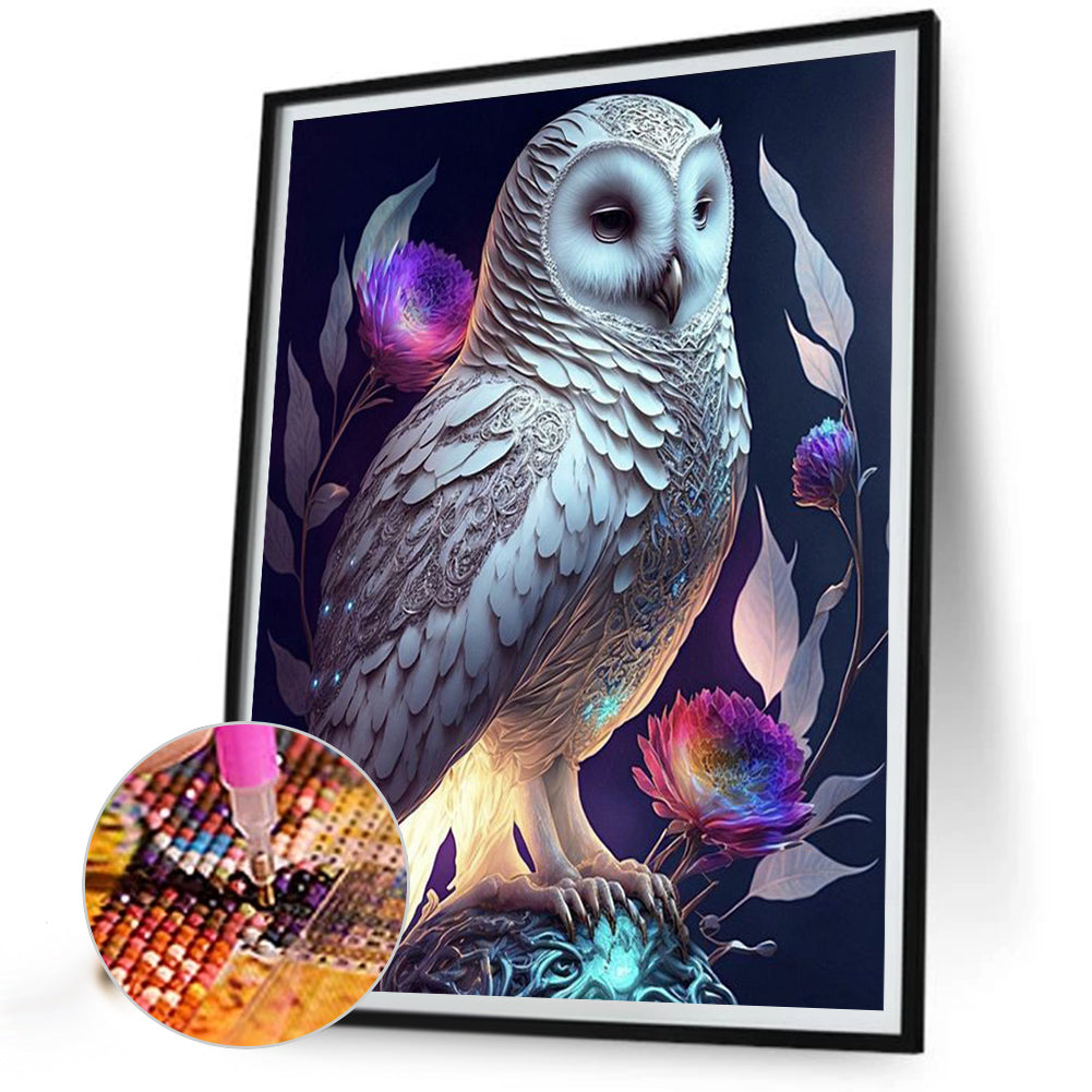 Luminous Owl - Full Round Drill Diamond Painting 30*40CM