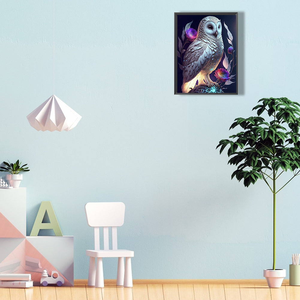 Luminous Owl - Full Round Drill Diamond Painting 30*40CM