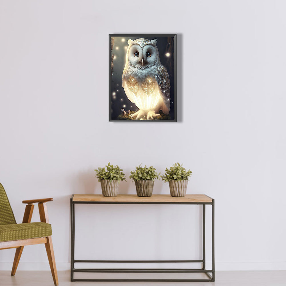 Luminous Owl - Full Round Drill Diamond Painting 30*40CM