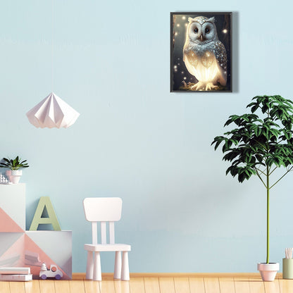 Luminous Owl - Full Round Drill Diamond Painting 30*40CM