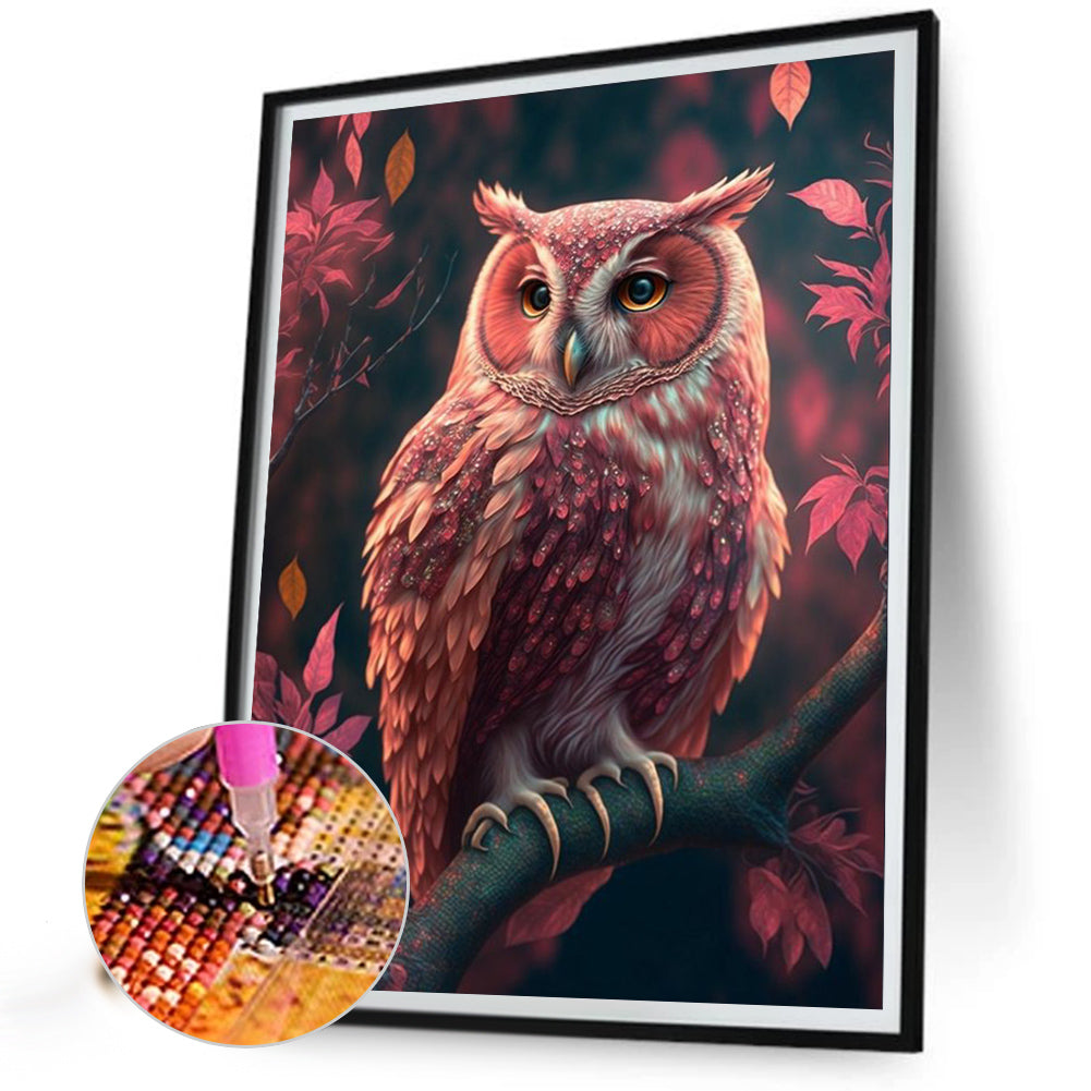 Luminous Owl - Full Round Drill Diamond Painting 30*40CM