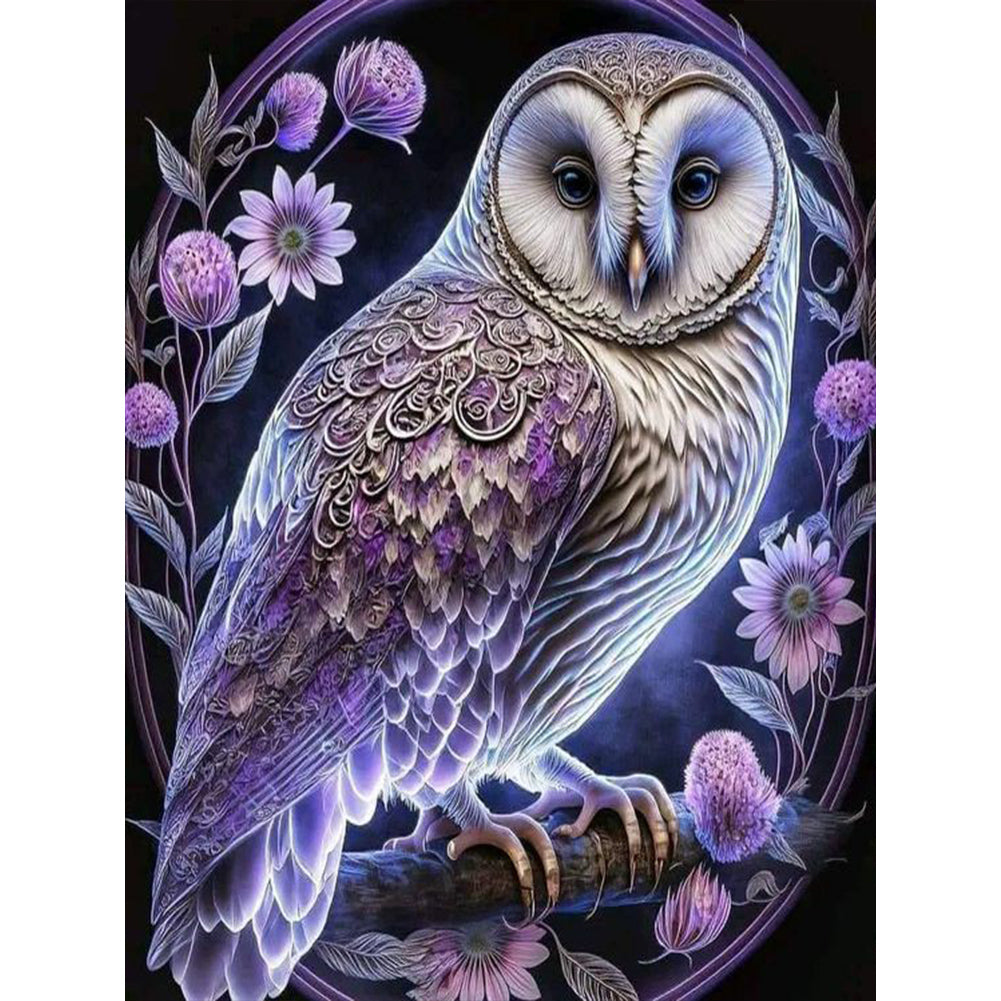 Luminous Owl - Full Round Drill Diamond Painting 30*40CM