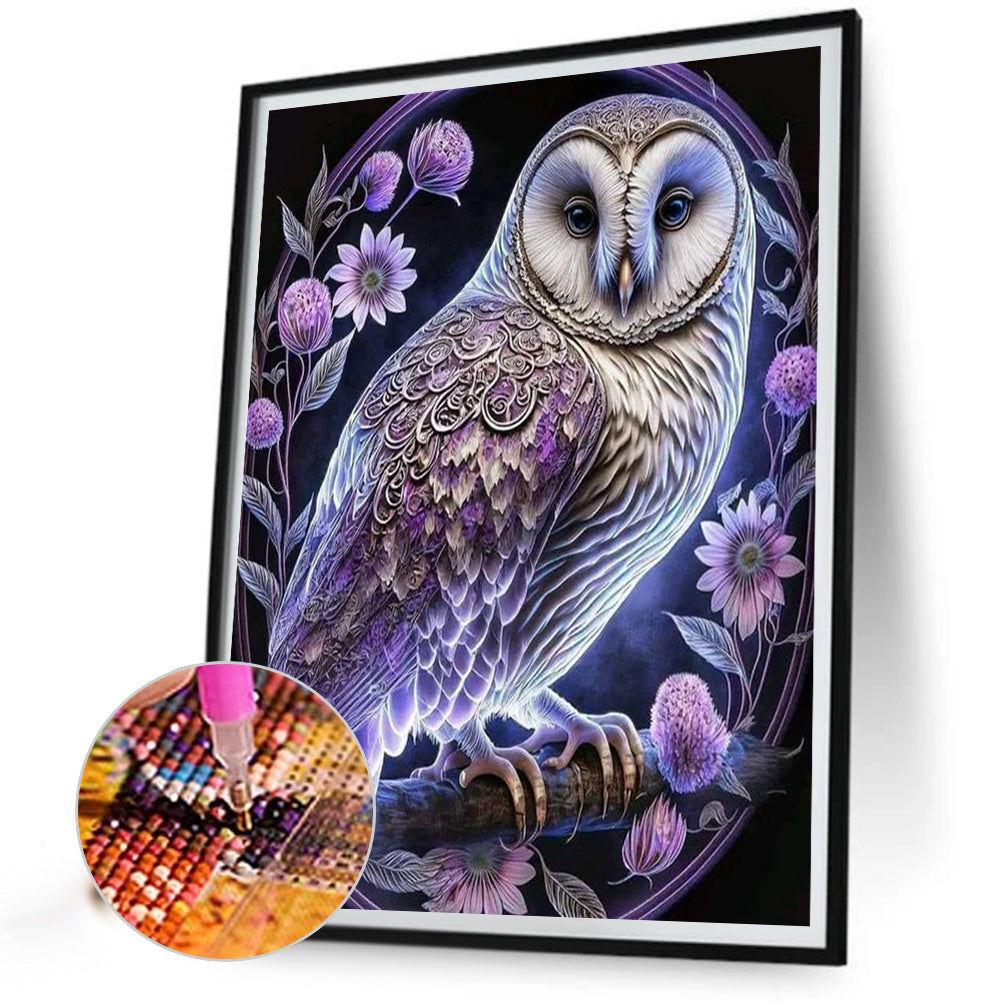 Luminous Owl - Full Round Drill Diamond Painting 30*40CM