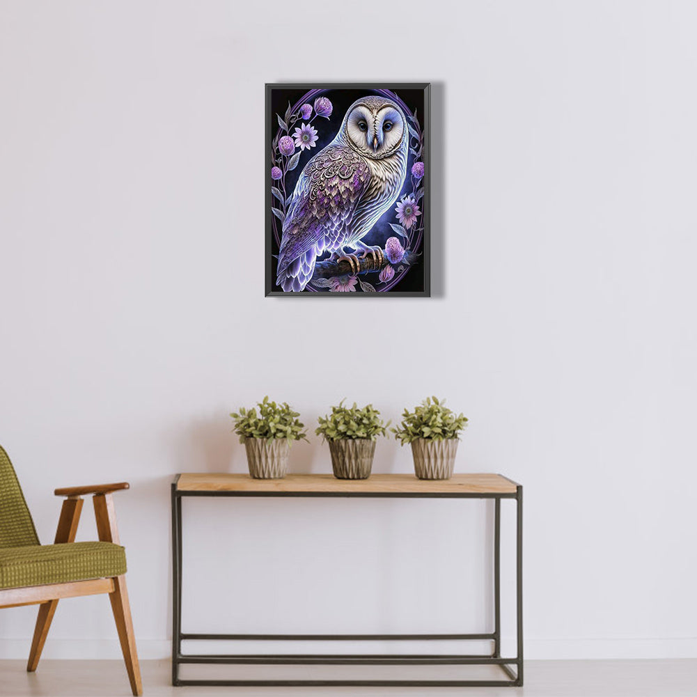 Luminous Owl - Full Round Drill Diamond Painting 30*40CM