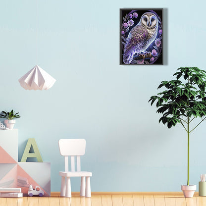 Luminous Owl - Full Round Drill Diamond Painting 30*40CM