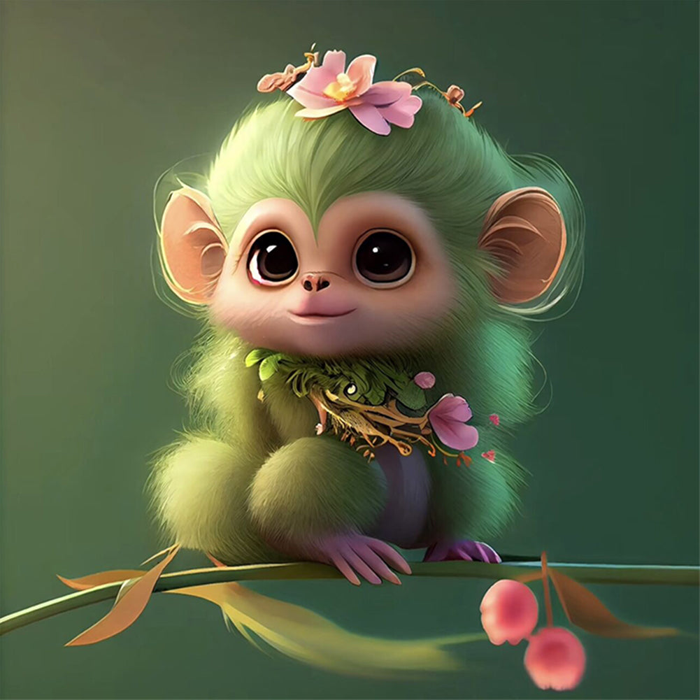 Monkey On Dream Branch - Full Round Drill Diamond Painting 30*30CM