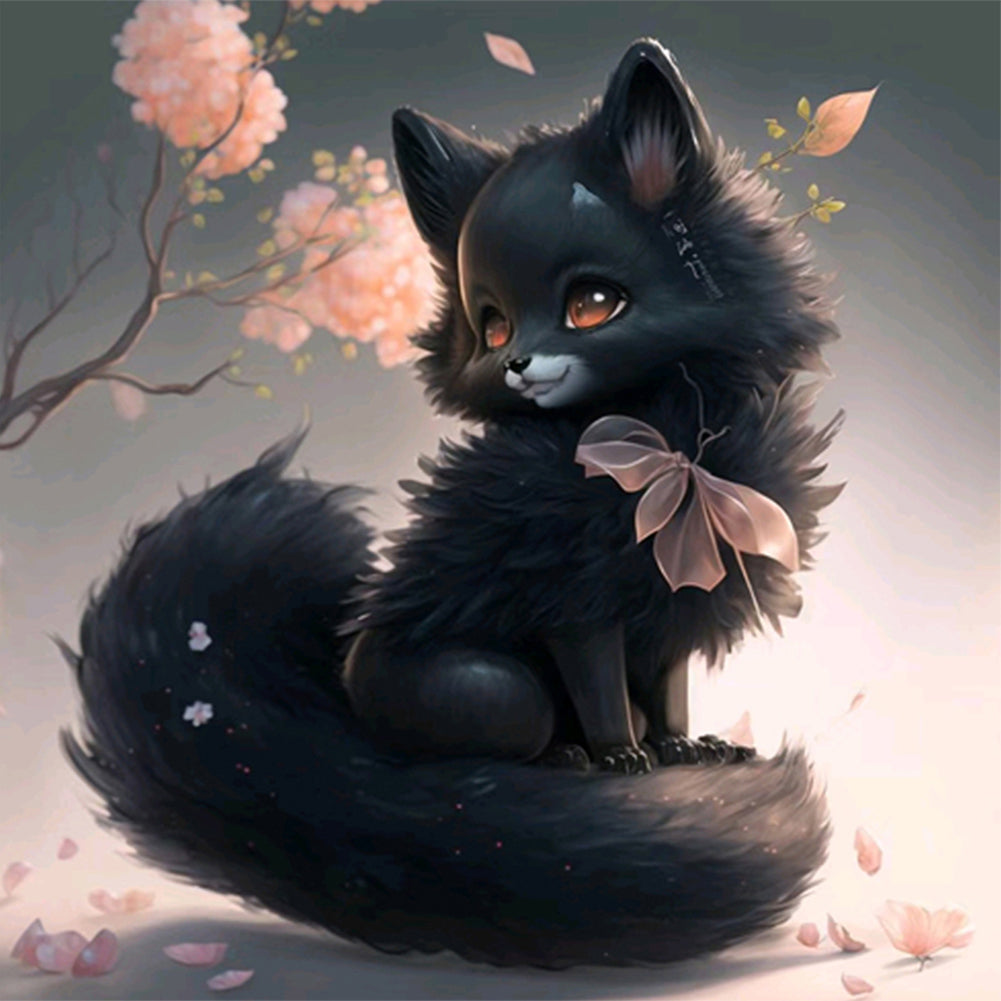 Fantasy Black Fox - Full Round Drill Diamond Painting 30*30CM