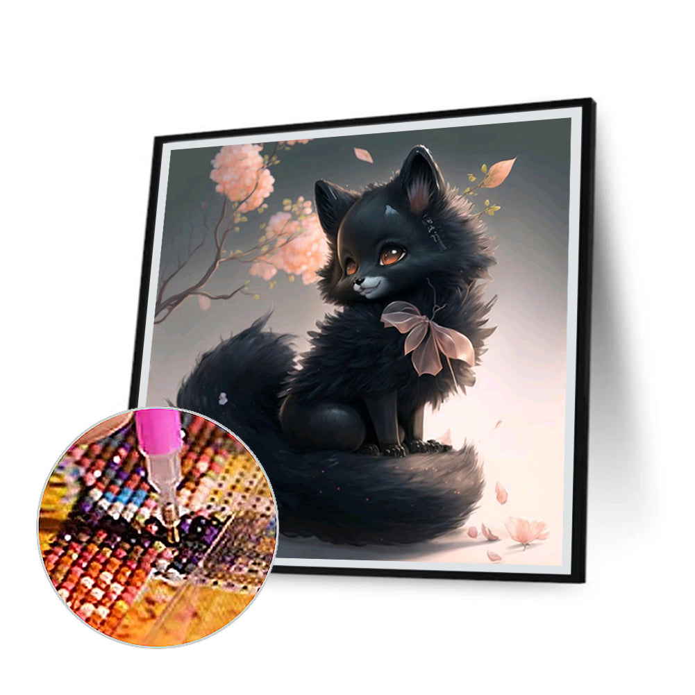 Fantasy Black Fox - Full Round Drill Diamond Painting 30*30CM