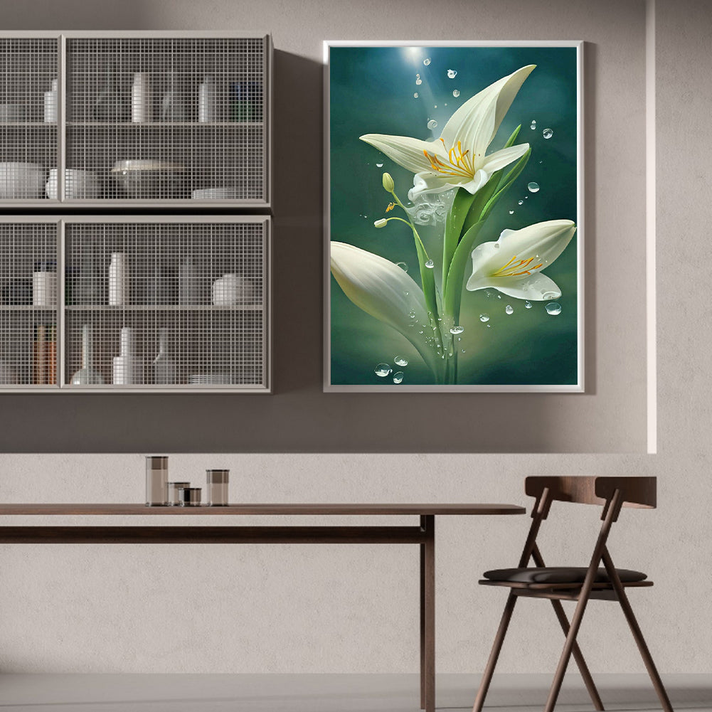 White Lily - Full Round Drill Diamond Painting 30*40CM