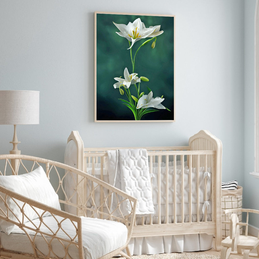 White Lily - Full Round Drill Diamond Painting 30*40CM