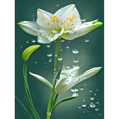 White Lily - Full Round Drill Diamond Painting 30*40CM