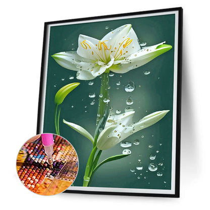 White Lily - Full Round Drill Diamond Painting 30*40CM