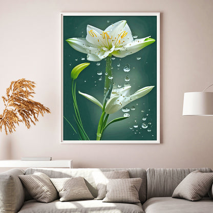 White Lily - Full Round Drill Diamond Painting 30*40CM