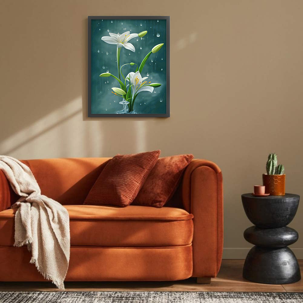 White Lily - Full Round Drill Diamond Painting 30*40CM