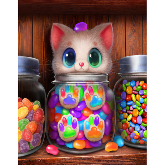 Kitten In A Candy Jar - Full Round Drill Diamond Painting 30*40CM