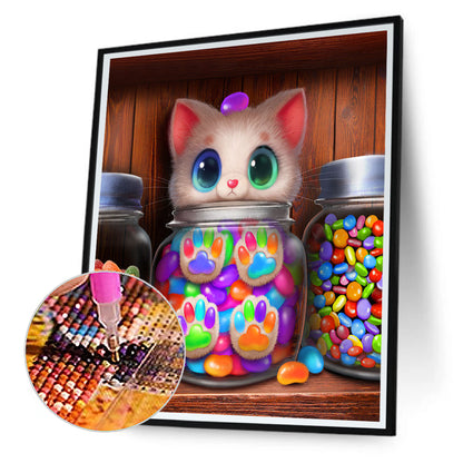 Kitten In A Candy Jar - Full Round Drill Diamond Painting 30*40CM