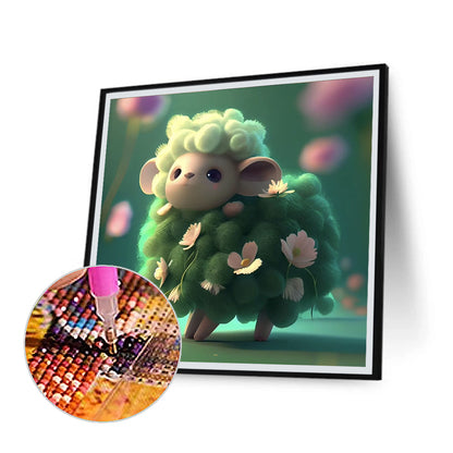 Green Sheep - Full Round Drill Diamond Painting 35*35CM