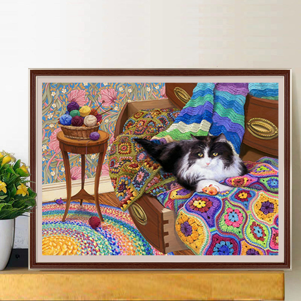 Sofa Cat - Full Square Drill Diamond Painting 40*30CM