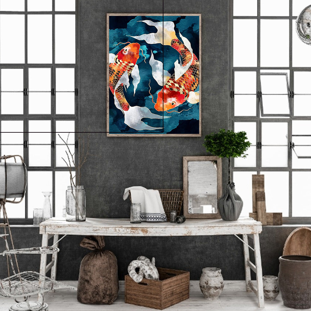 Double Koi - Full Round Drill Diamond Painting 30*40CM