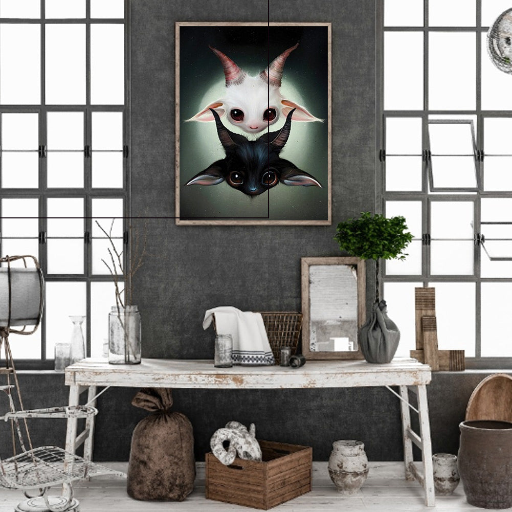Black And White Goat - Full Round Drill Diamond Painting 40*50CM