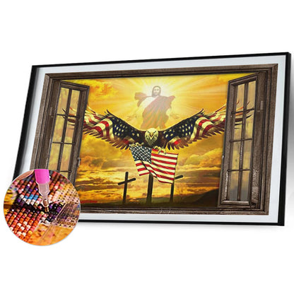 Eagle Jesus - Full Round Drill Diamond Painting 60*40CM