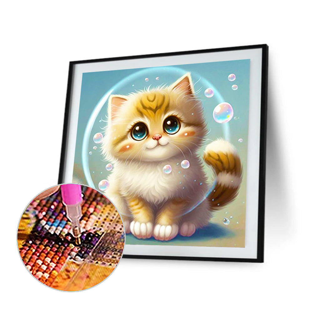 Soft Cute Cat - Full Round Drill Diamond Painting 30*30CM