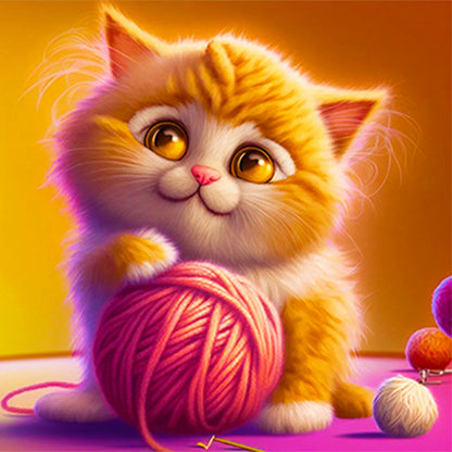 Soft Cute Cat - Full Round Drill Diamond Painting 30*30CM