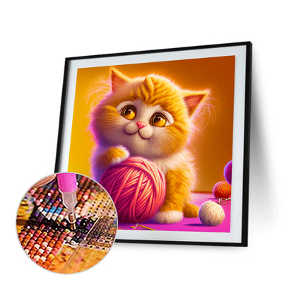 Soft Cute Cat - Full Round Drill Diamond Painting 30*30CM