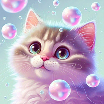 Soft Cute Cat - Full Round Drill Diamond Painting 30*30CM