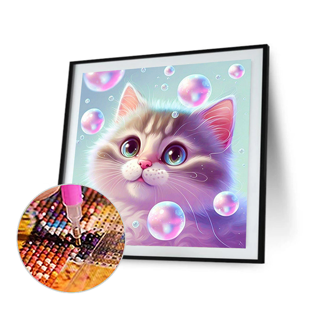 Soft Cute Cat - Full Round Drill Diamond Painting 30*30CM