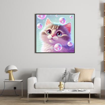 Soft Cute Cat - Full Round Drill Diamond Painting 30*30CM