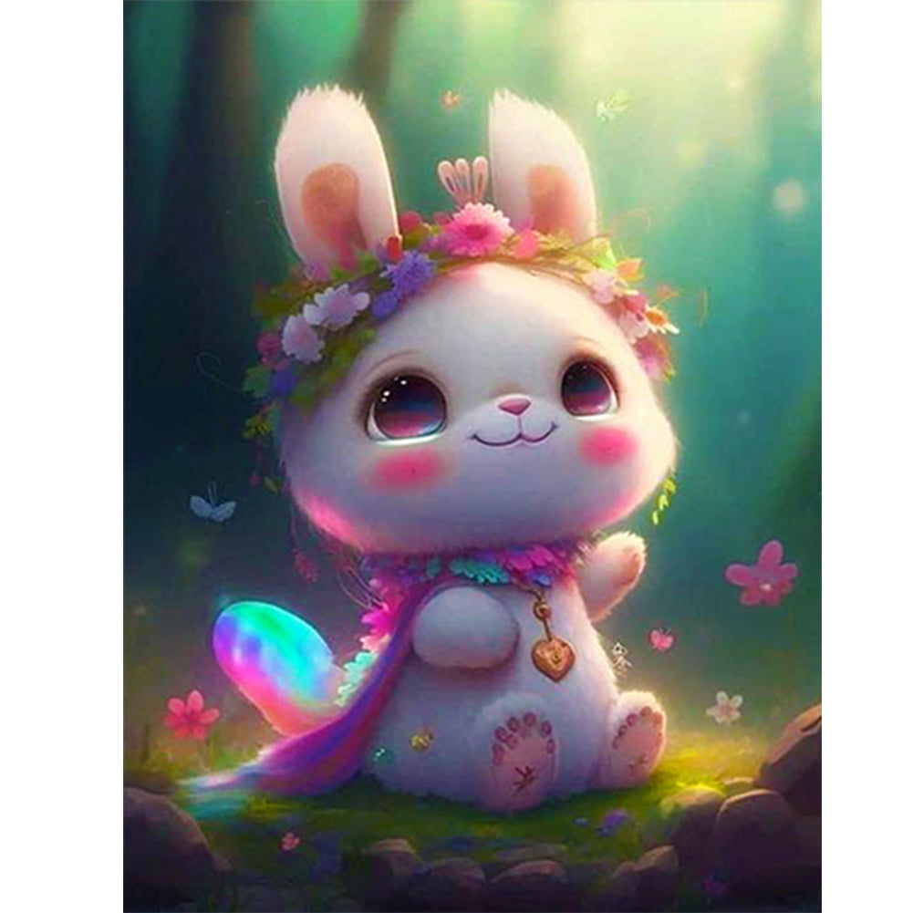 Lantern White Rabbit - Full Round Drill Diamond Painting 30*40CM