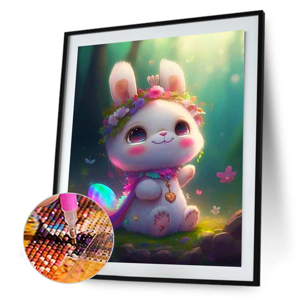 Lantern White Rabbit - Full Round Drill Diamond Painting 30*40CM