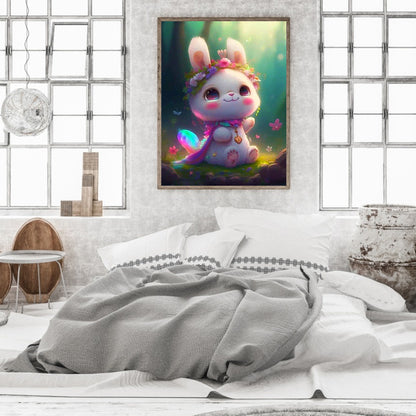 Lantern White Rabbit - Full Round Drill Diamond Painting 30*40CM