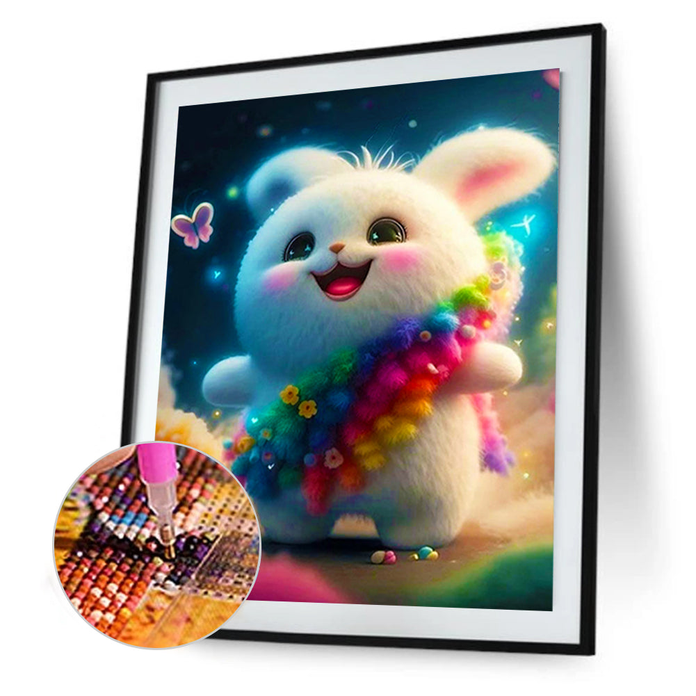 Lantern White Rabbit - Full Round Drill Diamond Painting 30*40CM