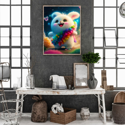 Lantern White Rabbit - Full Round Drill Diamond Painting 30*40CM