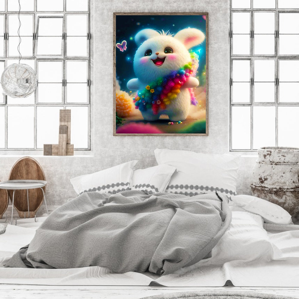 Lantern White Rabbit - Full Round Drill Diamond Painting 30*40CM