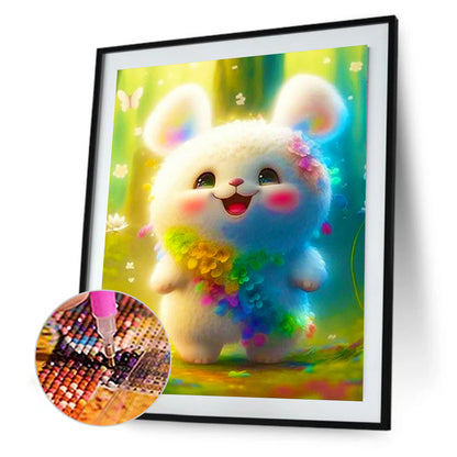 Lantern White Rabbit - Full Round Drill Diamond Painting 30*40CM