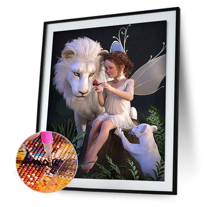 Elf Girl And Lion - Full Square Drill Diamond Painting 40*50CM