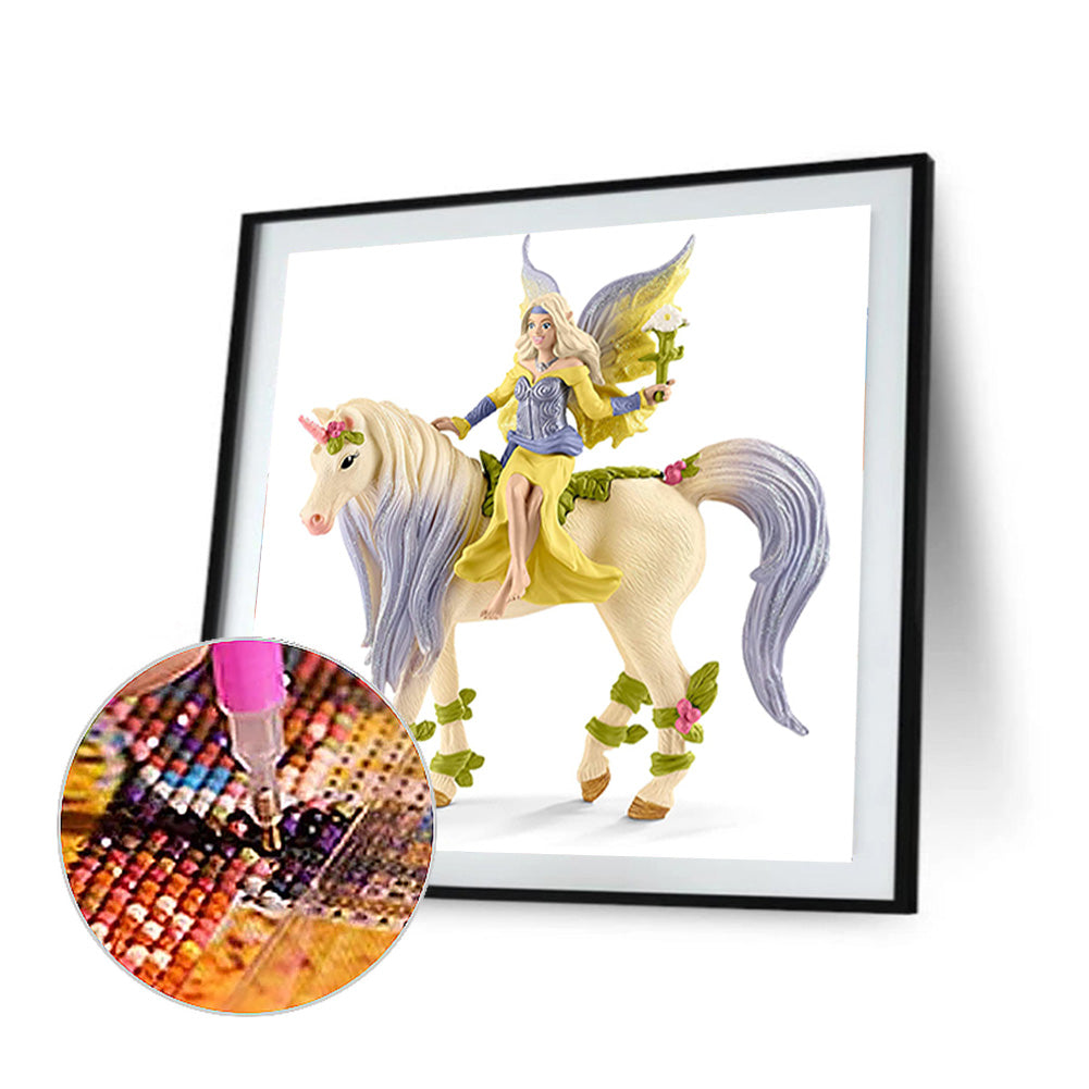 Butterfly Fairy And Unicorn Mount - Full Round Drill Diamond Painting 30*30CM