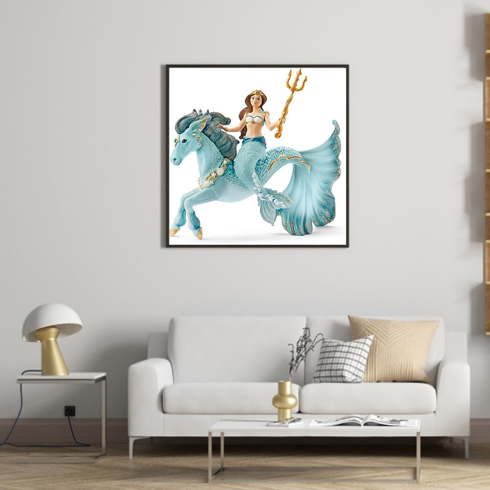 Mermaid And Underwater Unicorn Mount - Full Round Drill Diamond Painting 30*30CM