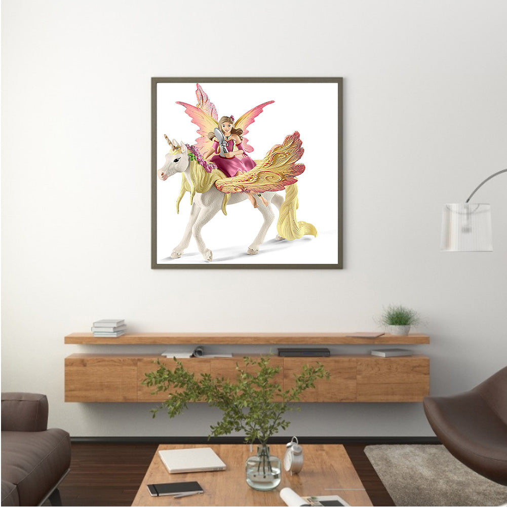 Butterfly Fairy And Pegasus Mount - Full Round Drill Diamond Painting 30*30CM