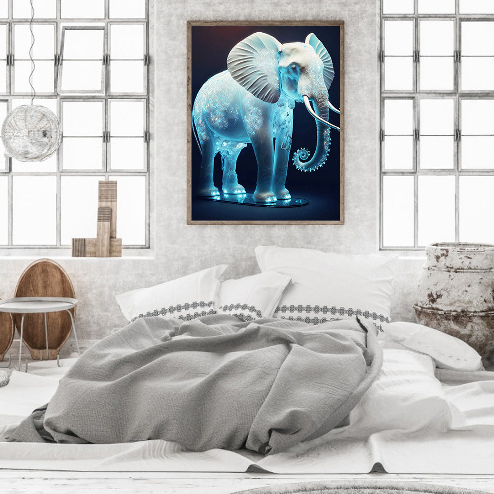 Blue Elephant - Full Round Drill Diamond Painting 30*40CM